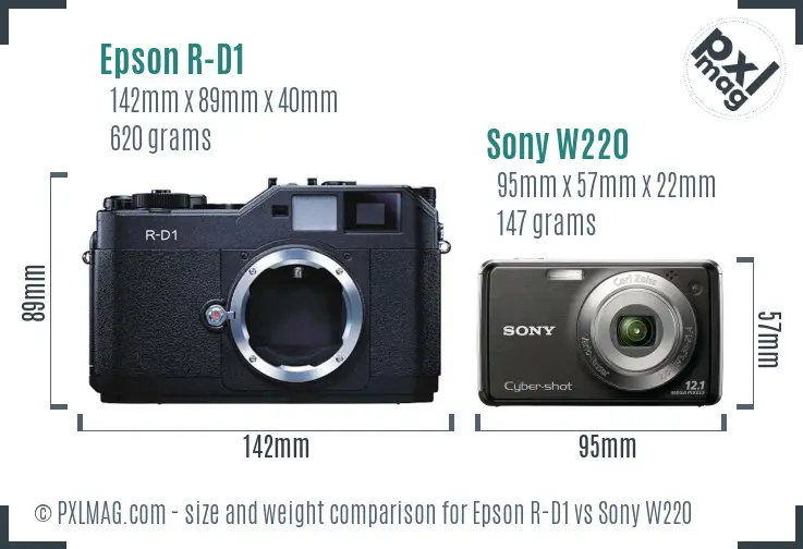 Epson R-D1 vs Sony W220 size comparison