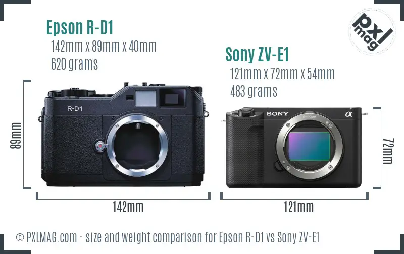 Epson R-D1 vs Sony ZV-E1 size comparison