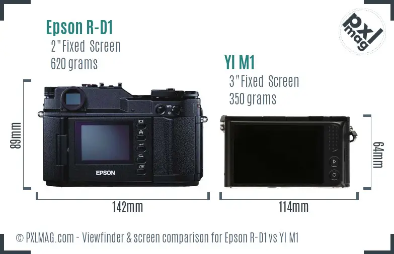 Epson R-D1 vs YI M1 Screen and Viewfinder comparison