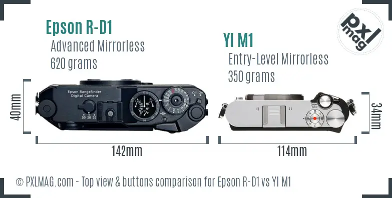 Epson R-D1 vs YI M1 top view buttons comparison