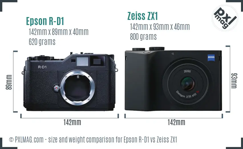 Epson R-D1 vs Zeiss ZX1 size comparison