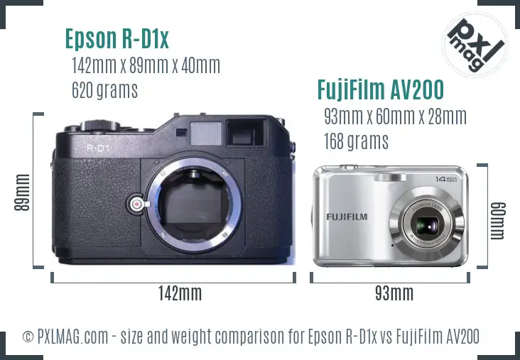 Epson R-D1x vs FujiFilm AV200 size comparison