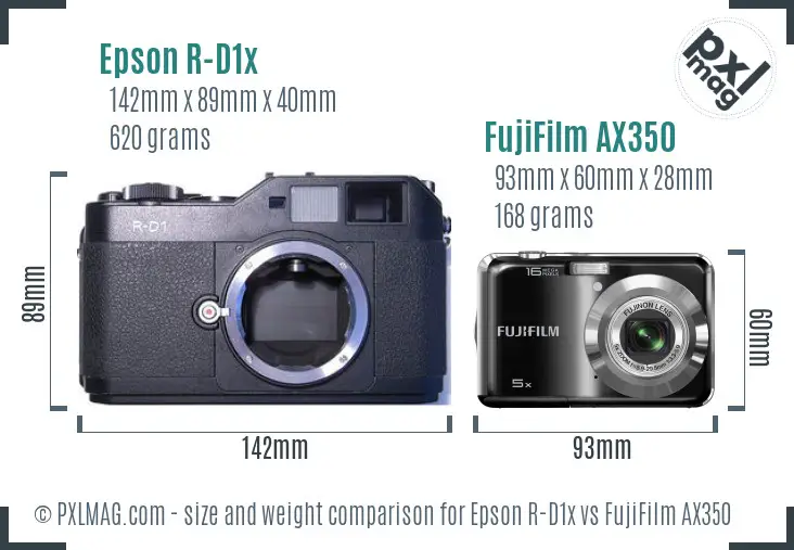 Epson R-D1x vs FujiFilm AX350 size comparison