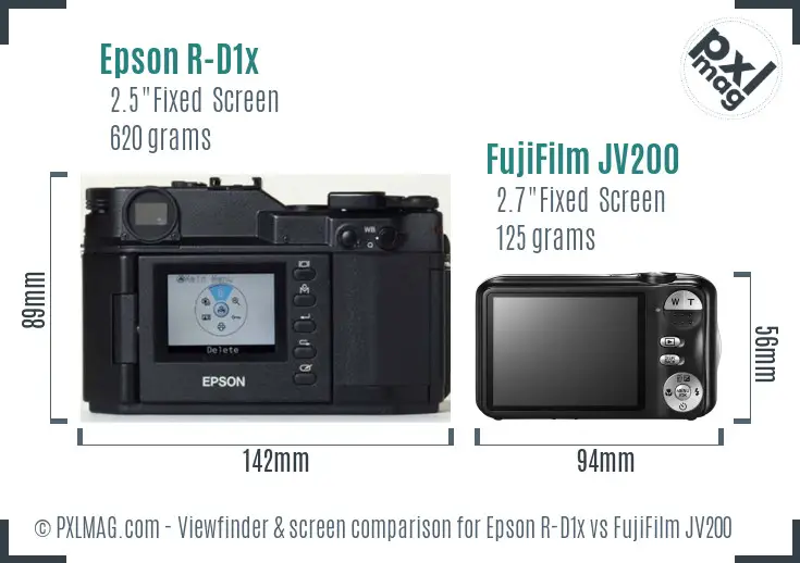 Epson R-D1x vs FujiFilm JV200 Screen and Viewfinder comparison