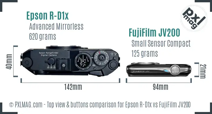 Epson R-D1x vs FujiFilm JV200 top view buttons comparison