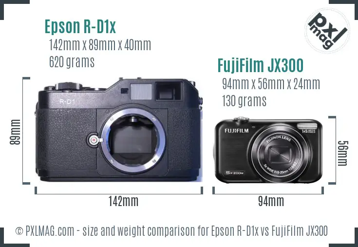 Epson R-D1x vs FujiFilm JX300 size comparison Epson R-D1x vs FujiFilm JX300 size comparison