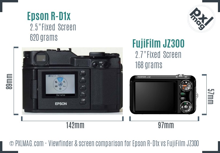 Epson R-D1x vs FujiFilm JZ300 Screen and Viewfinder comparison