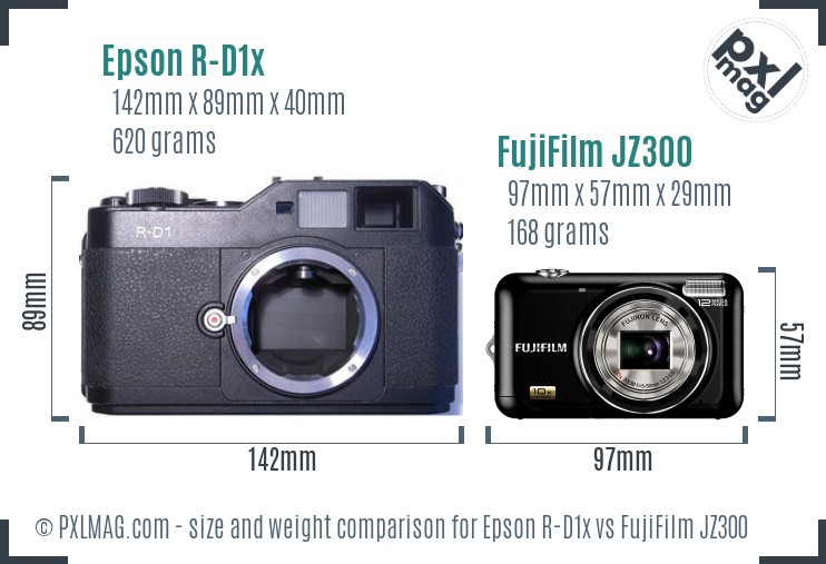 Epson R-D1x vs FujiFilm JZ300 size comparison