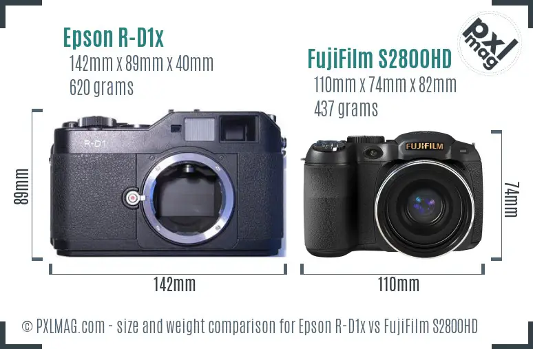 Epson R-D1x vs FujiFilm S2800HD size comparison