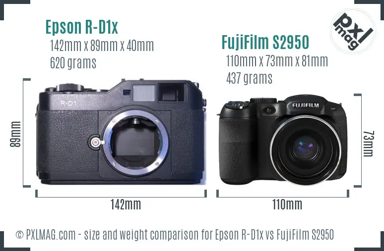 Epson R-D1x vs FujiFilm S2950 size comparison