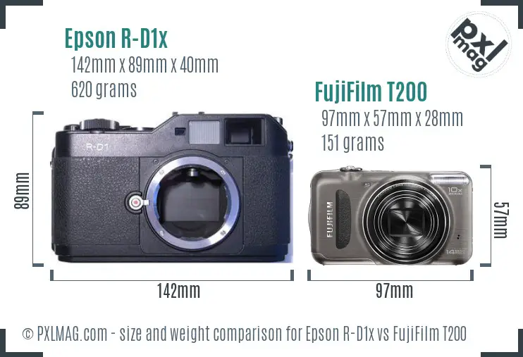 Epson R-D1x vs FujiFilm T200 size comparison