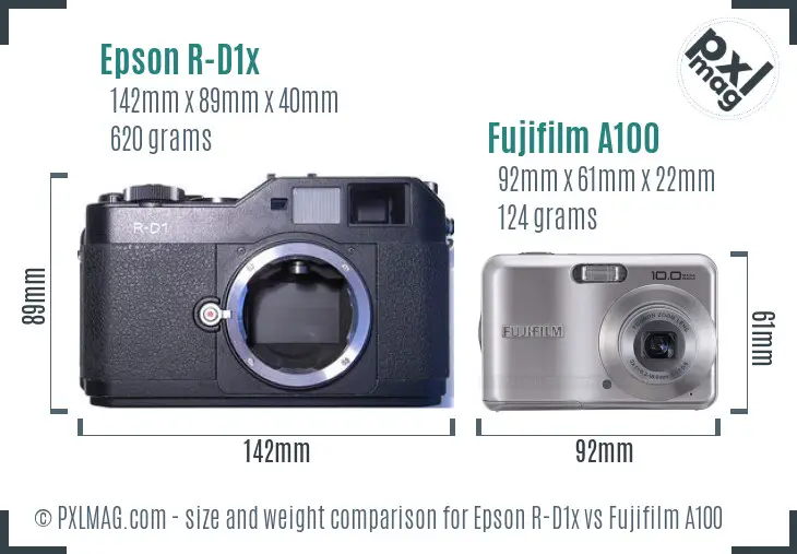 Epson R-D1x vs Fujifilm A100 size comparison Epson R-D1x vs Fujifilm A100 size comparison