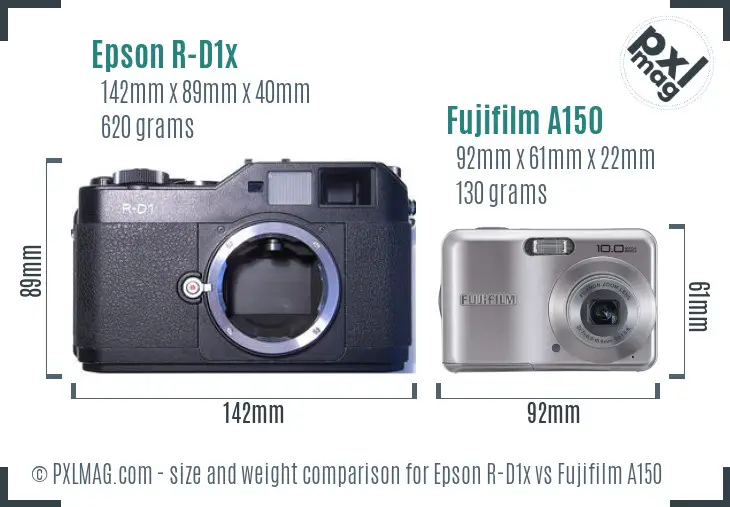 Epson R-D1x vs Fujifilm A150 size comparison Epson R-D1x vs Fujifilm A150 size comparison