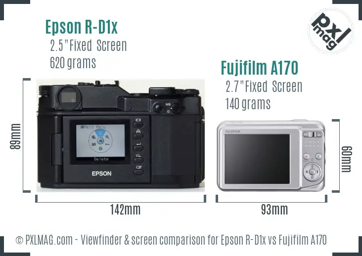 Epson R-D1x vs Fujifilm A170 Screen and Viewfinder comparison