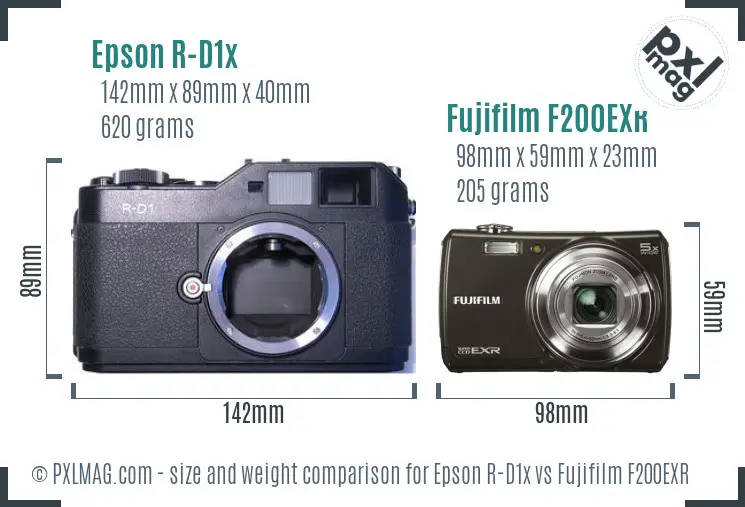 Epson R-D1x vs Fujifilm F200EXR size comparison