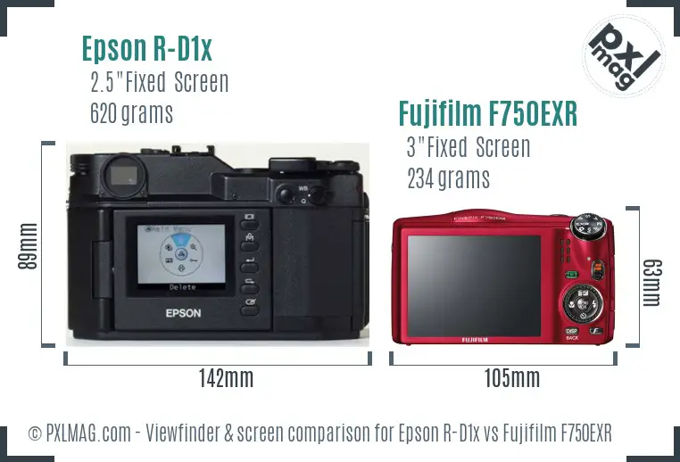Epson R-D1x vs Fujifilm F750EXR Screen and Viewfinder comparison Epson R-D1x vs Fujifilm F750EXR Screen and Viewfinder comparison