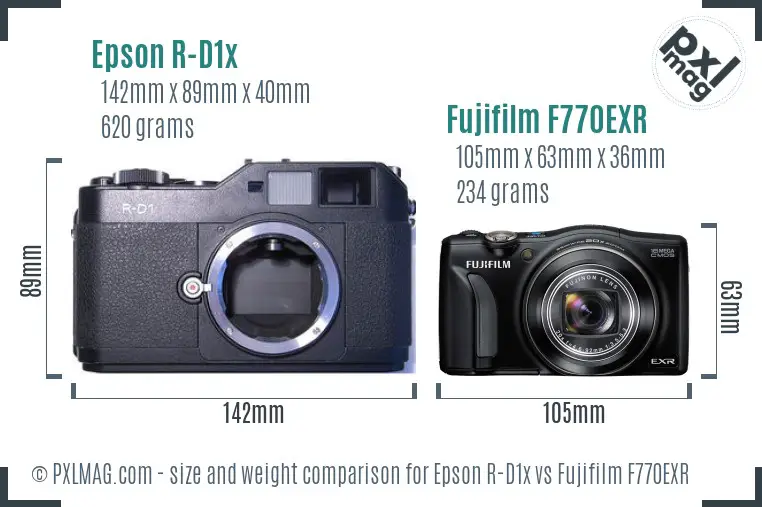 Epson R-D1x vs Fujifilm F770EXR size comparison Epson R-D1x vs Fujifilm F770EXR size comparison