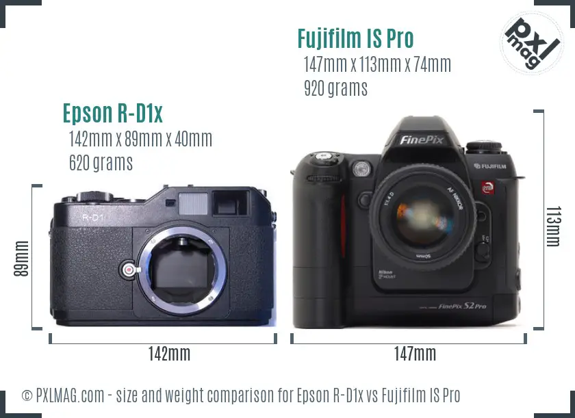 Epson R-D1x vs Fujifilm IS Pro size comparison