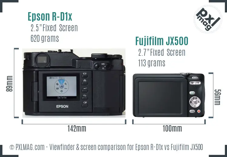 Epson R-D1x vs Fujifilm JX500 Screen and Viewfinder comparison Epson R-D1x vs Fujifilm JX500 Screen and Viewfinder comparison