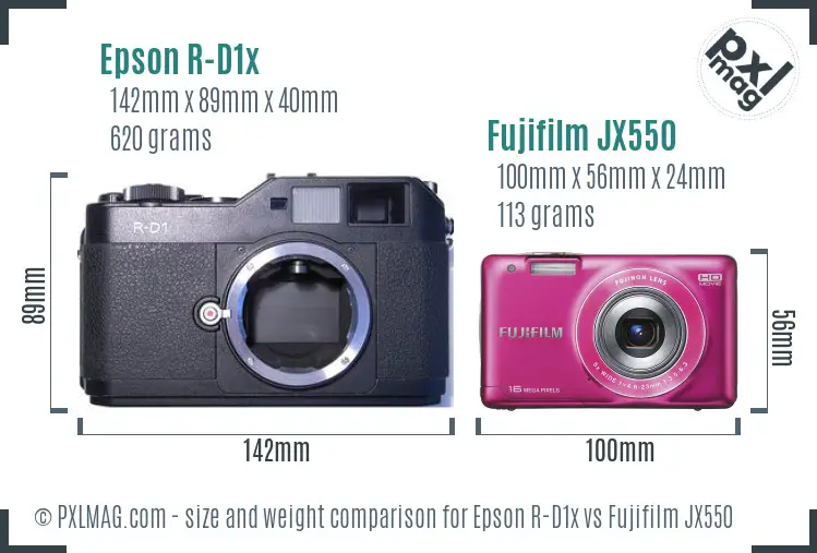 Epson R-D1x vs Fujifilm JX550 size comparison