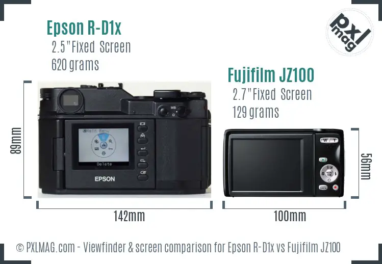 Epson R-D1x vs Fujifilm JZ100 Screen and Viewfinder comparison Epson R-D1x vs Fujifilm JZ100 Screen and Viewfinder comparison
