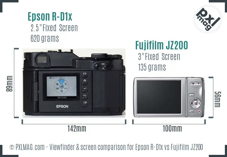 Epson R-D1x vs Fujifilm JZ200 Screen and Viewfinder comparison