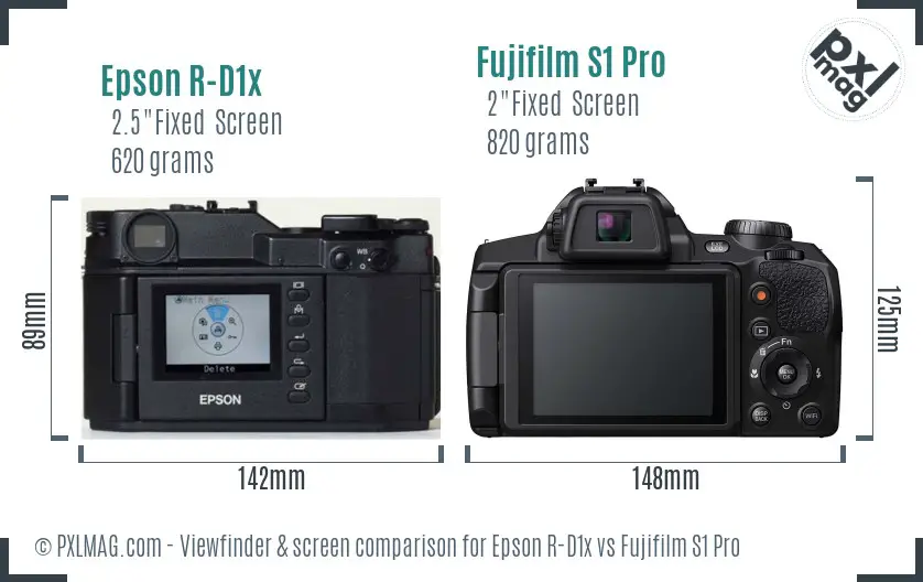 Epson R-D1x vs Fujifilm S1 Pro Screen and Viewfinder comparison Epson R-D1x vs Fujifilm S1 Pro Screen and Viewfinder comparison