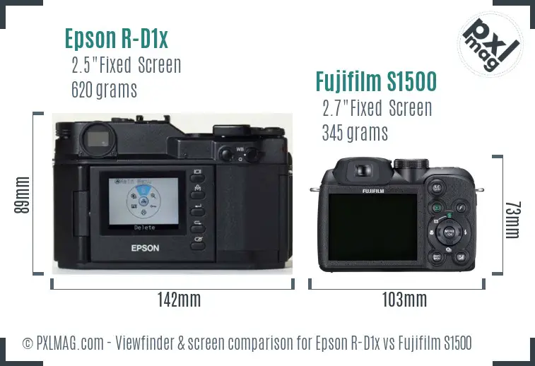 Epson R-D1x vs Fujifilm S1500 Screen and Viewfinder comparison Epson R-D1x vs Fujifilm S1500 Screen and Viewfinder comparison