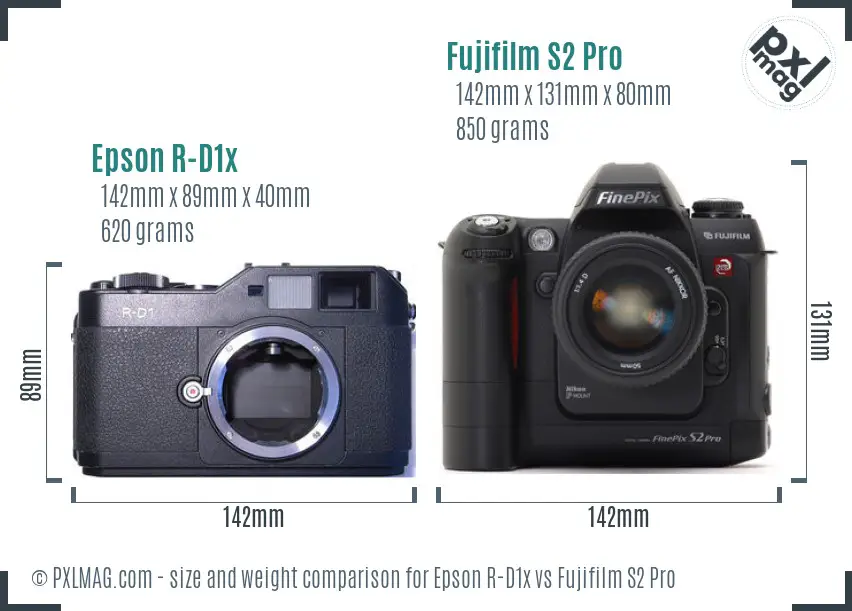 Epson R-D1x vs Fujifilm S2 Pro size comparison