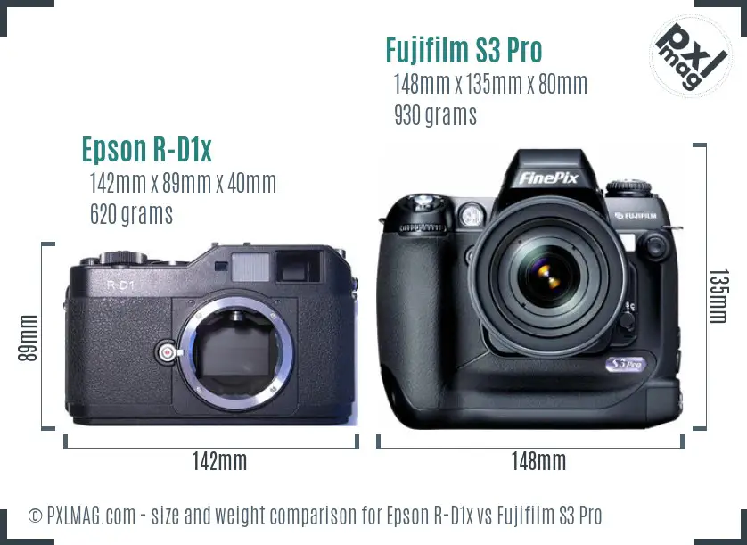 Epson R-D1x vs Fujifilm S3 Pro size comparison