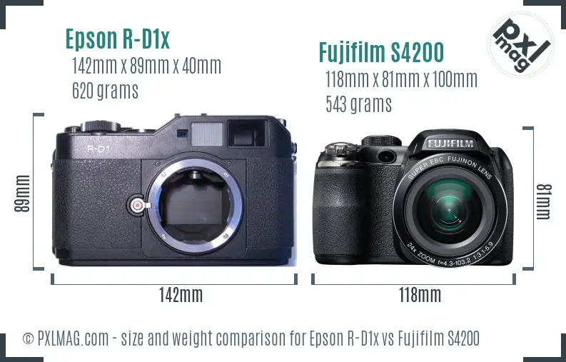 Epson R-D1x vs Fujifilm S4200 size comparison