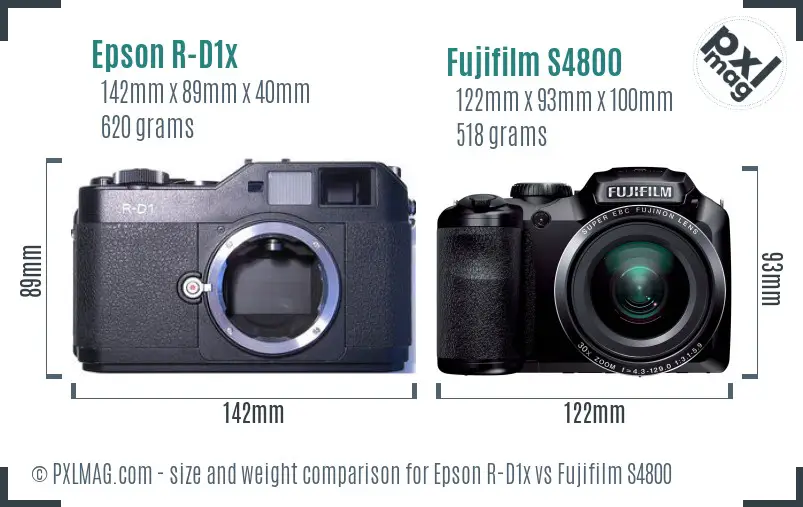 Epson R-D1x vs Fujifilm S4800 size comparison