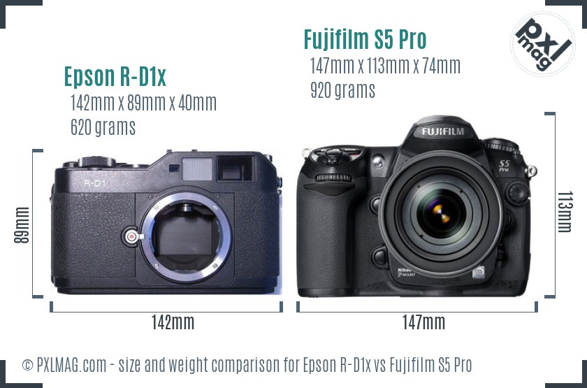 Epson R-D1x vs Fujifilm S5 Pro size comparison