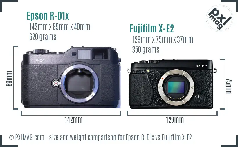Epson R-D1x vs Fujifilm X-E2 size comparison