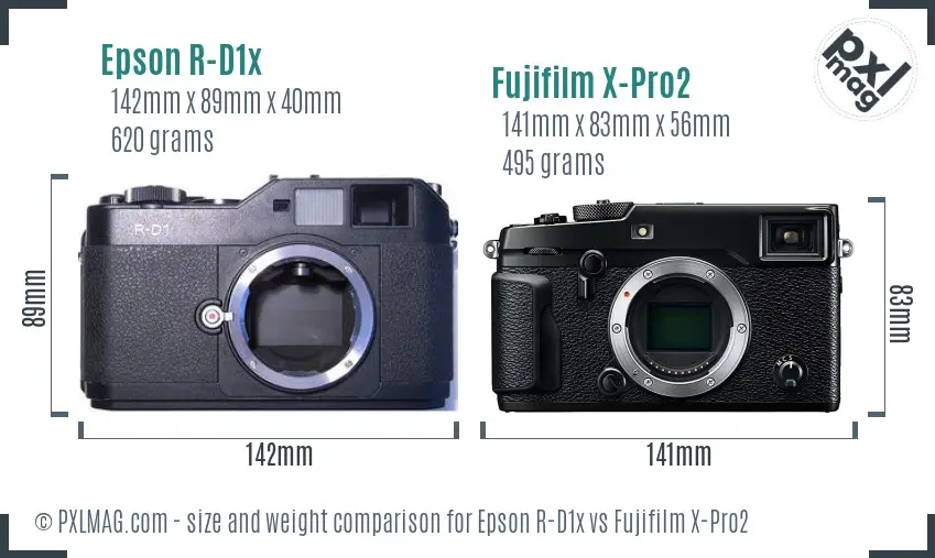 Epson R-D1x vs Fujifilm X-Pro2 size comparison