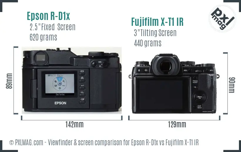 Epson R-D1x vs Fujifilm X-T1 IR Screen and Viewfinder comparison