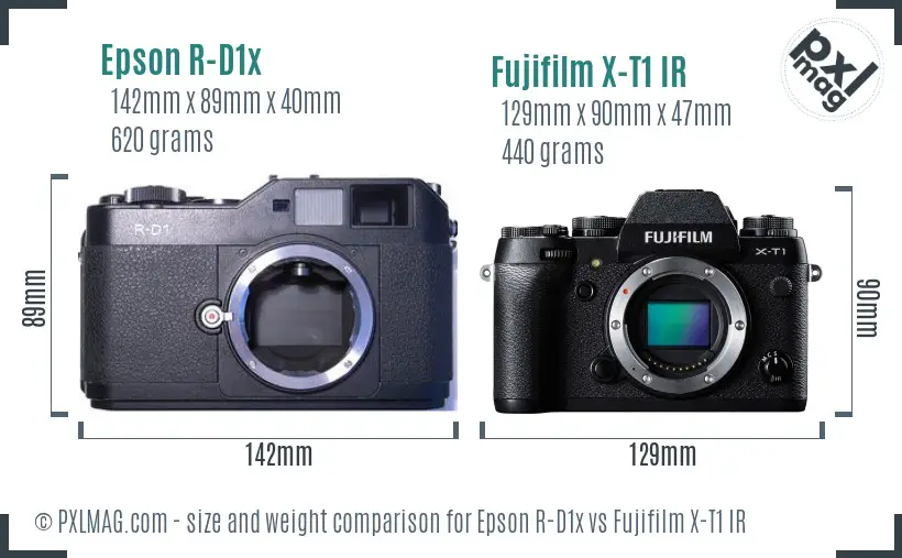 Epson R-D1x vs Fujifilm X-T1 IR size comparison