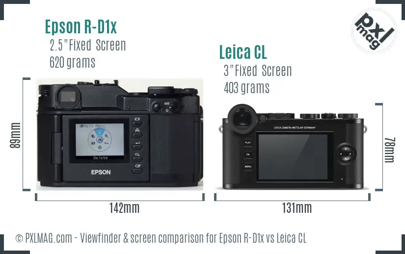 Epson R-D1x vs Leica CL Screen and Viewfinder comparison