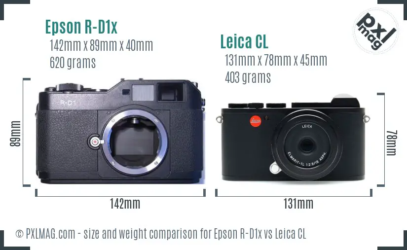 Epson R-D1x vs Leica CL size comparison