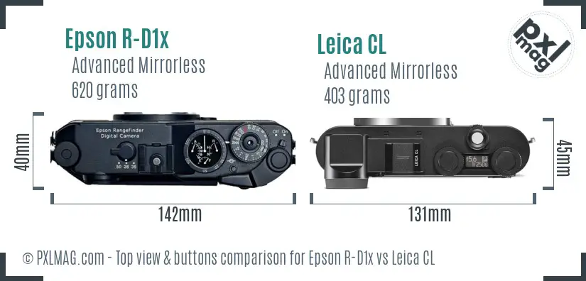 Epson R-D1x vs Leica CL top view buttons comparison