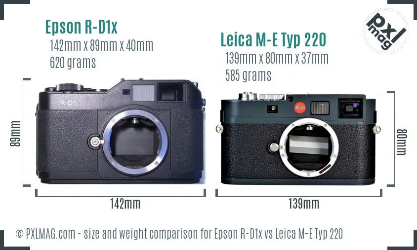 Epson R-D1x vs Leica M-E Typ 220 size comparison