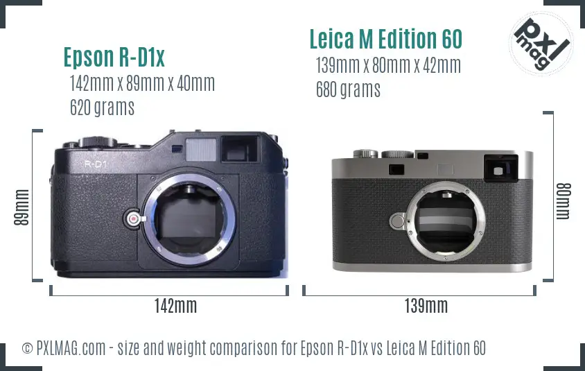 Epson R-D1x vs Leica M Edition 60 size comparison