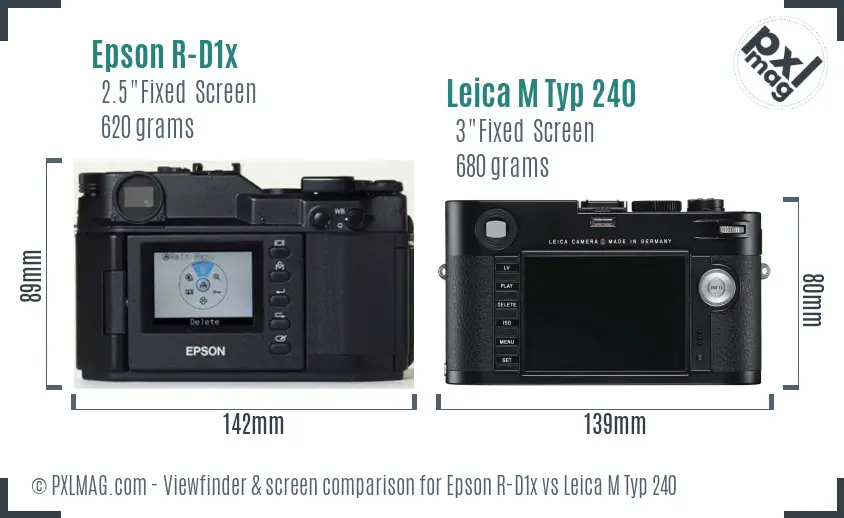 Epson R-D1x vs Leica M Typ 240 Screen and Viewfinder comparison Epson R-D1x vs Leica M Typ 240 Screen and Viewfinder comparison