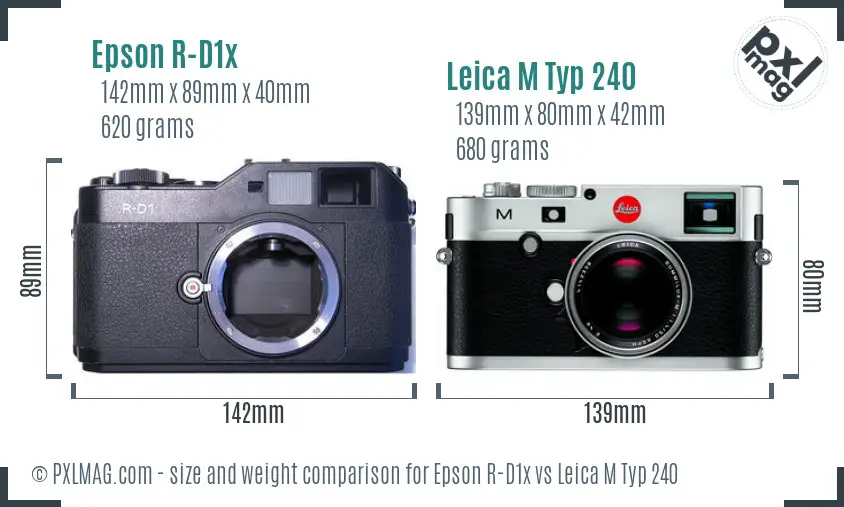 Epson R-D1x vs Leica M Typ 240 size comparison Epson R-D1x vs Leica M Typ 240 size comparison