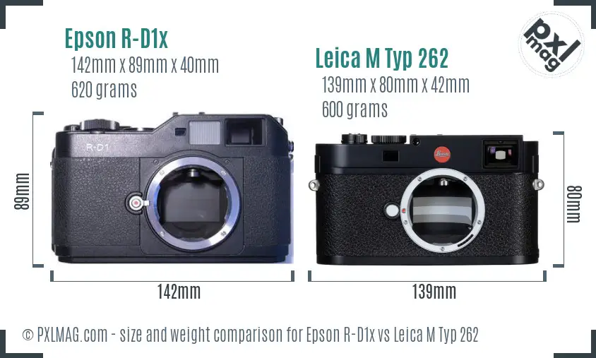 Epson R-D1x vs Leica M Typ 262 size comparison