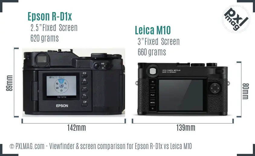 Epson R-D1x vs Leica M10 Screen and Viewfinder comparison Epson R-D1x vs Leica M10 Screen and Viewfinder comparison