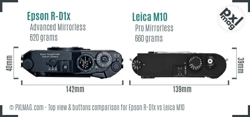 Epson R-D1x vs Leica M10 top view buttons comparison Epson R-D1x vs Leica M10 top view buttons comparison