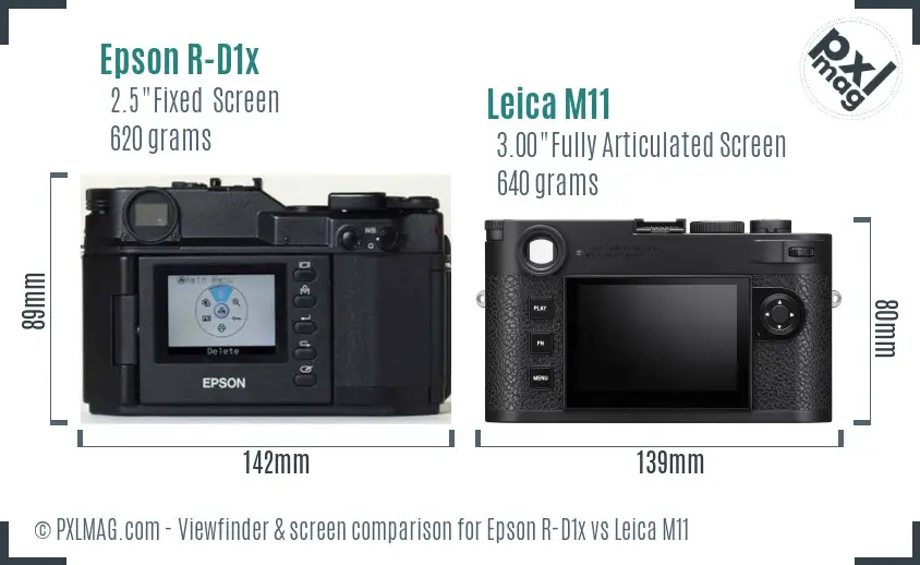 Epson R-D1x vs Leica M11 Screen and Viewfinder comparison