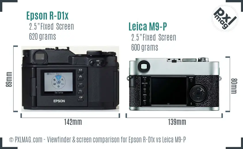Epson R-D1x vs Leica M9-P Screen and Viewfinder comparison