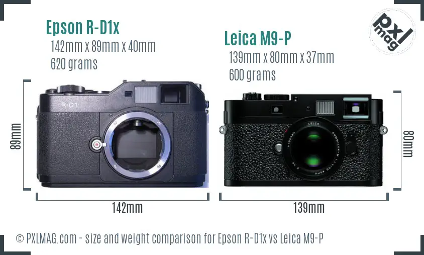 Epson R-D1x vs Leica M9-P size comparison